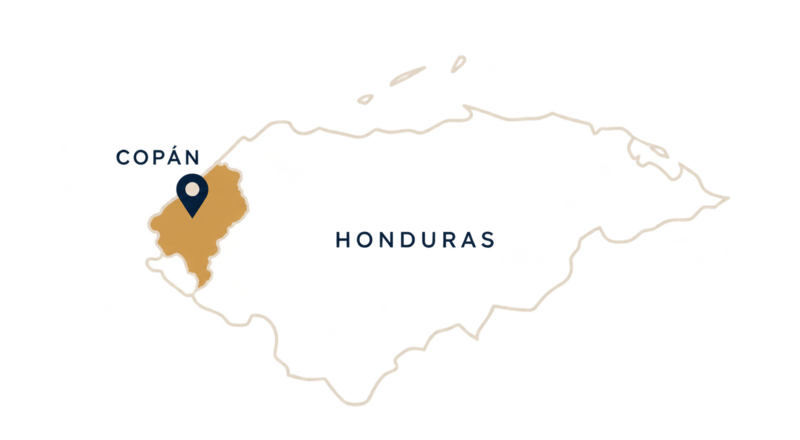 Map locating Copán in western Honduras